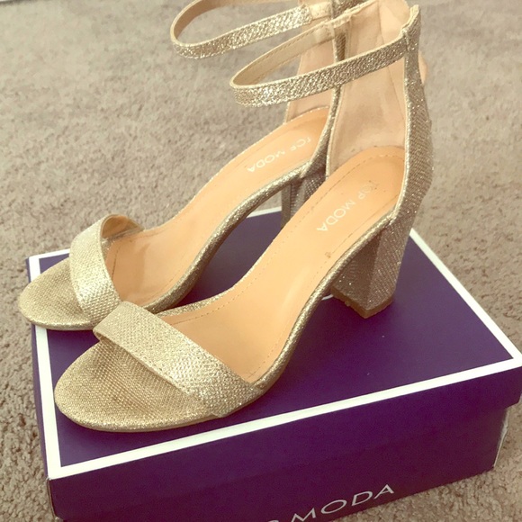 Champagne Glitter Chunky heels - Picture 1 of 4